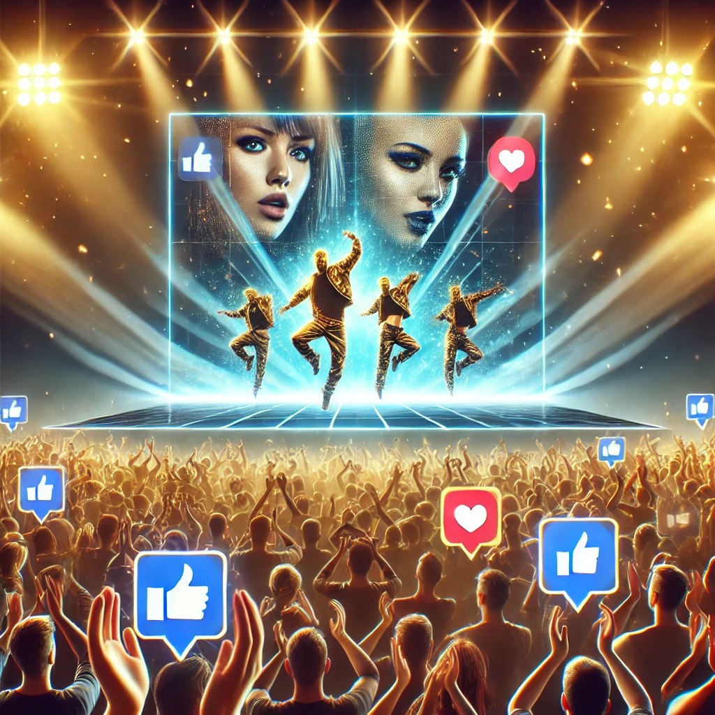 A stylized digital illustration of a Game Day Trivia event, where fans are answering live sports-related questions on their mobile devices.
